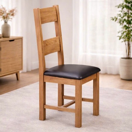 Square 90cm : Bàn Ăn Gỗ Sồi Vuông 90cm + 4 Ghế ( 2N - Mặt Nệm PU )